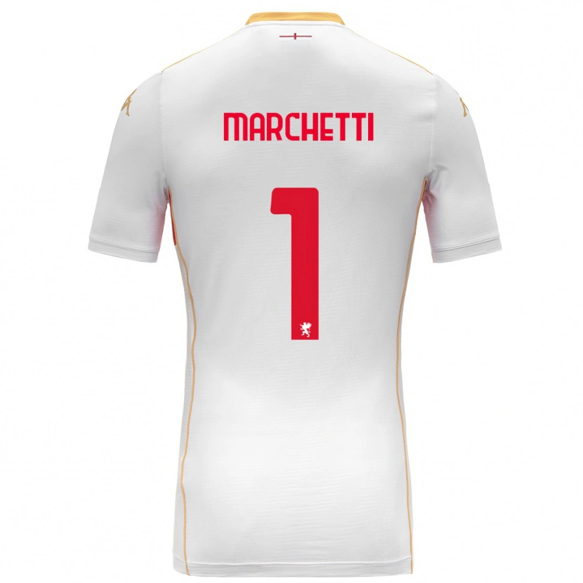 Danxen Mænd Lisa Marchetti #1 Hvid Rød Udebane Spillertrøjer 2025/26 Trøje T-Shirt