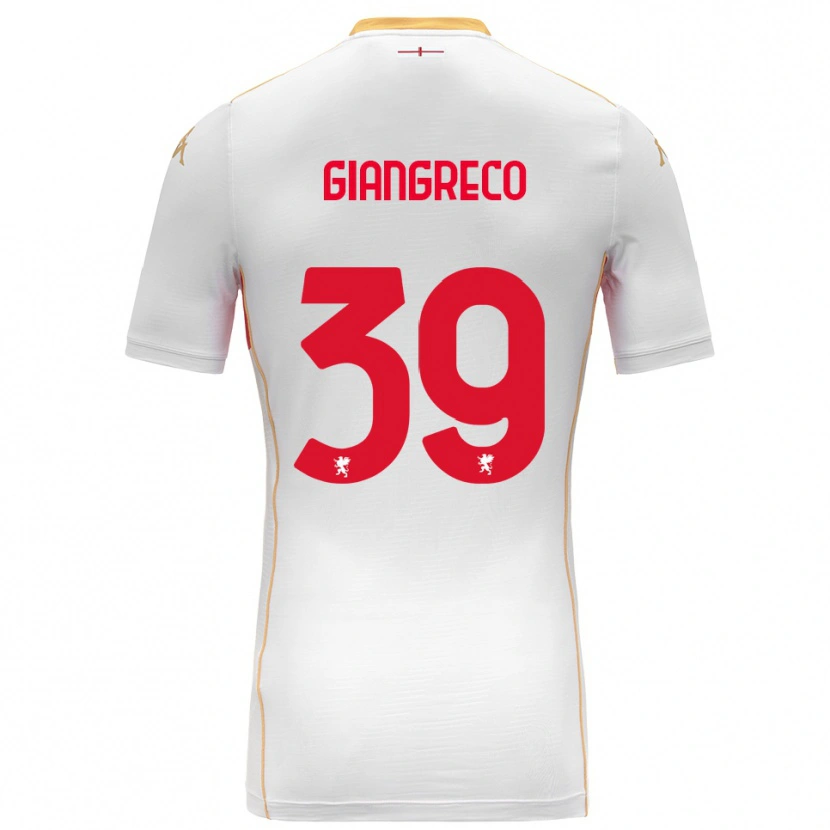 Danxen Mænd Nicolò Giangreco #39 Hvid Rød Udebane Spillertrøjer 2025/26 Trøje T-Shirt