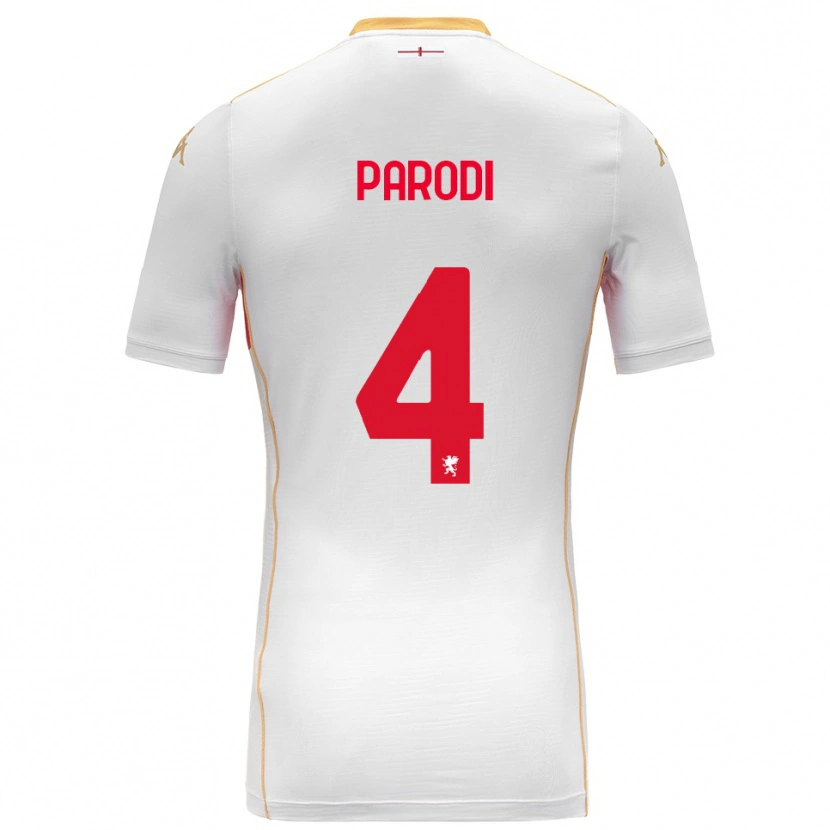 Danxen Mænd Leonardo Parodi #4 Hvid Rød Udebane Spillertrøjer 2025/26 Trøje T-Shirt