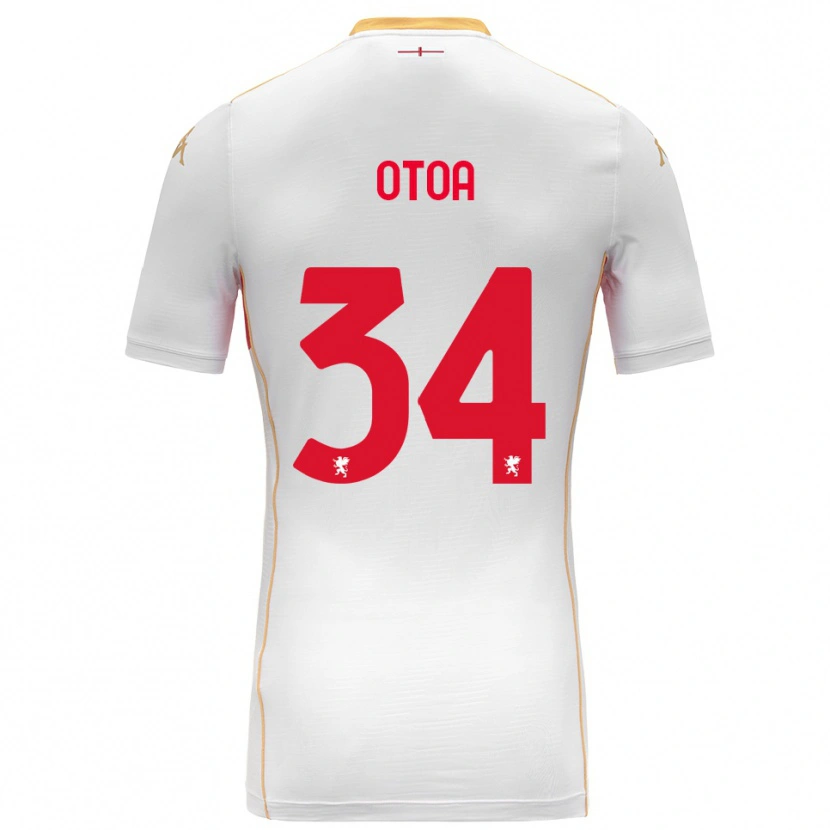 Danxen Mænd Sebastian Otoa #34 Hvid Rød Udebane Spillertrøjer 2025/26 Trøje T-Shirt