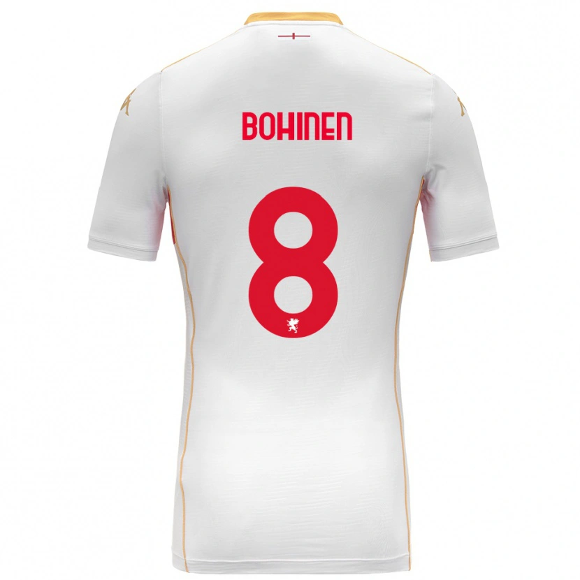 Danxen Mænd Emil Bohinen #8 Hvid Rød Udebane Spillertrøjer 2025/26 Trøje T-Shirt