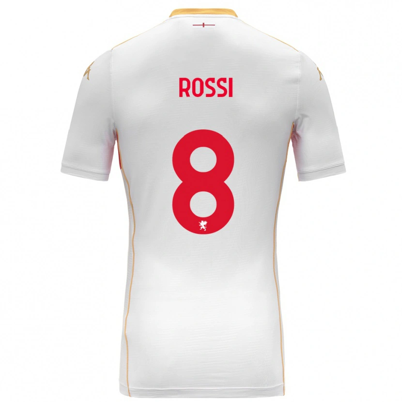 Danxen Mænd Gianluca Rossi #8 Hvid Rød Udebane Spillertrøjer 2025/26 Trøje T-Shirt