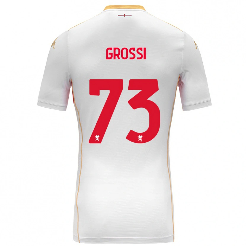 Danxen Mænd Jacopo Grossi #73 Hvid Rød Udebane Spillertrøjer 2025/26 Trøje T-Shirt