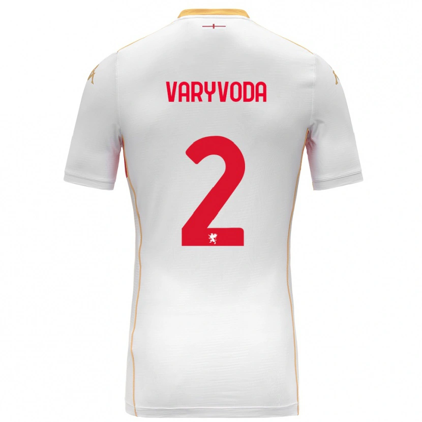 Danxen Mænd Dmytro Varyvoda #2 Hvid Rød Udebane Spillertrøjer 2025/26 Trøje T-Shirt
