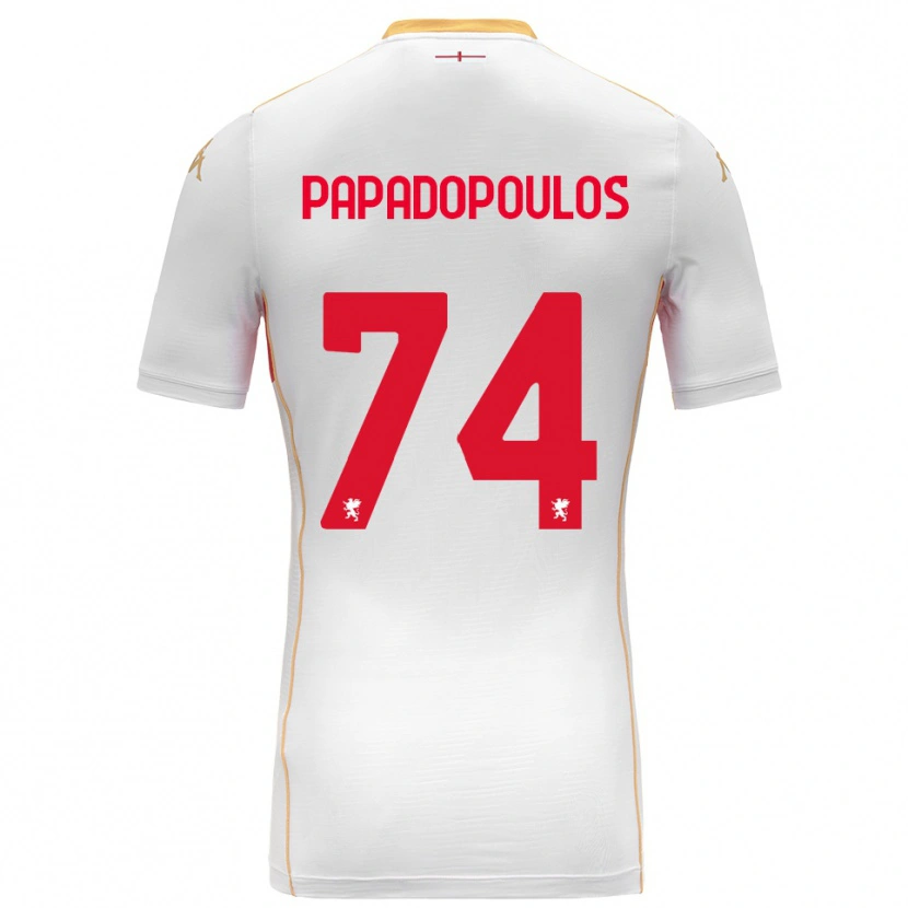 Danxen Mænd Christos Papadopoulos #74 Hvid Rød Udebane Spillertrøjer 2025/26 Trøje T-Shirt