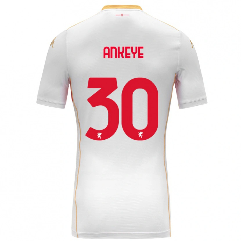 Danxen Mænd David Ankeye #30 Hvid Rød Udebane Spillertrøjer 2025/26 Trøje T-Shirt