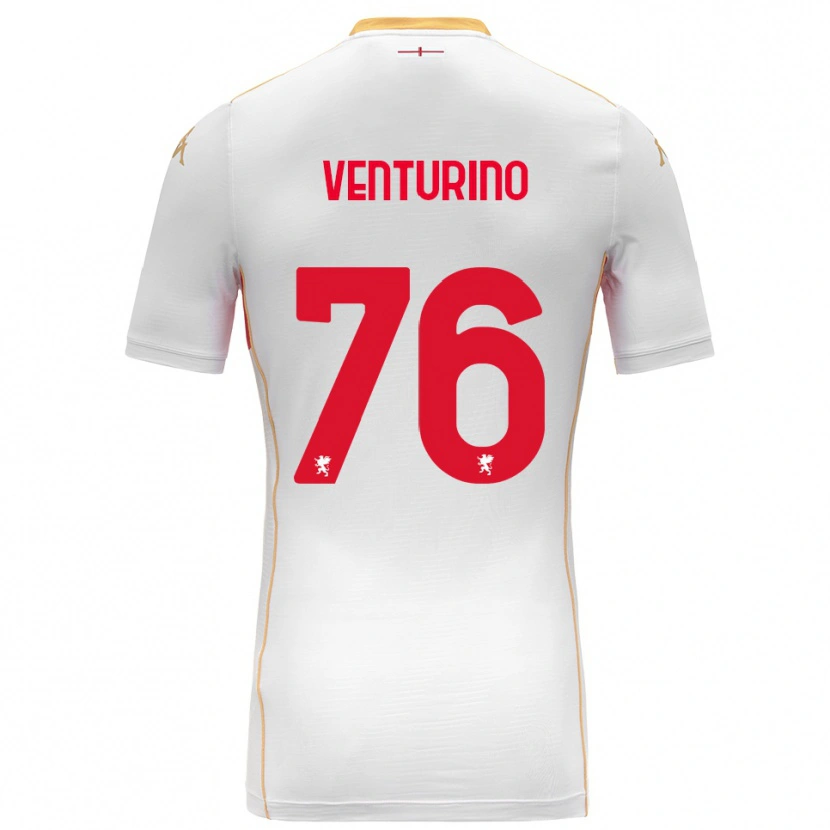 Danxen Mænd Lorenzo Venturino #76 Hvid Rød Udebane Spillertrøjer 2025/26 Trøje T-Shirt