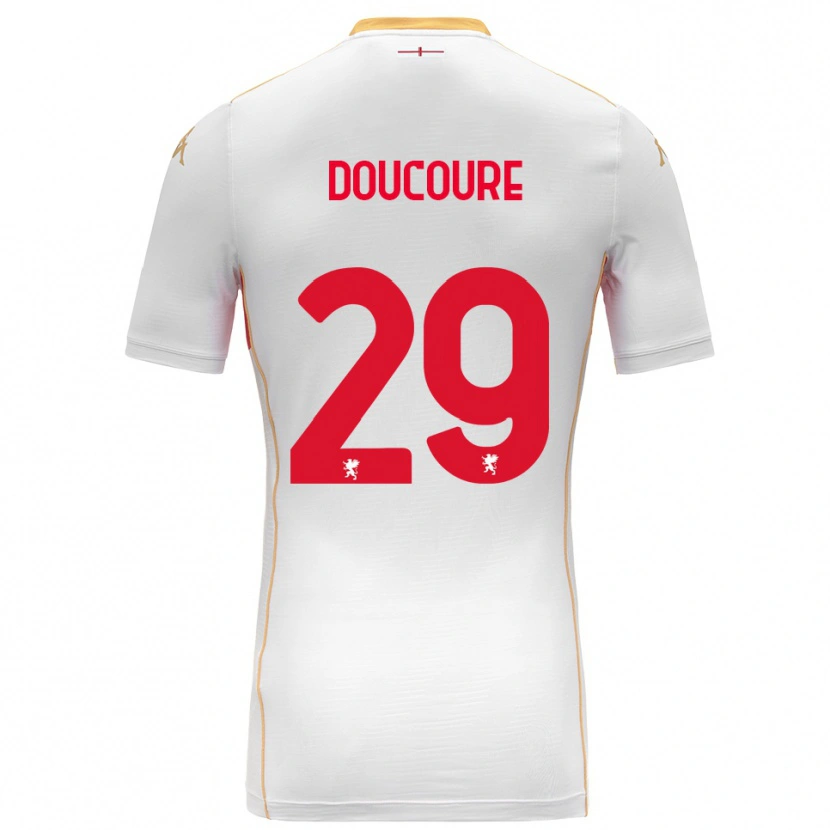 Danxen Mænd Mamedi Doucouré #29 Hvid Rød Udebane Spillertrøjer 2025/26 Trøje T-Shirt