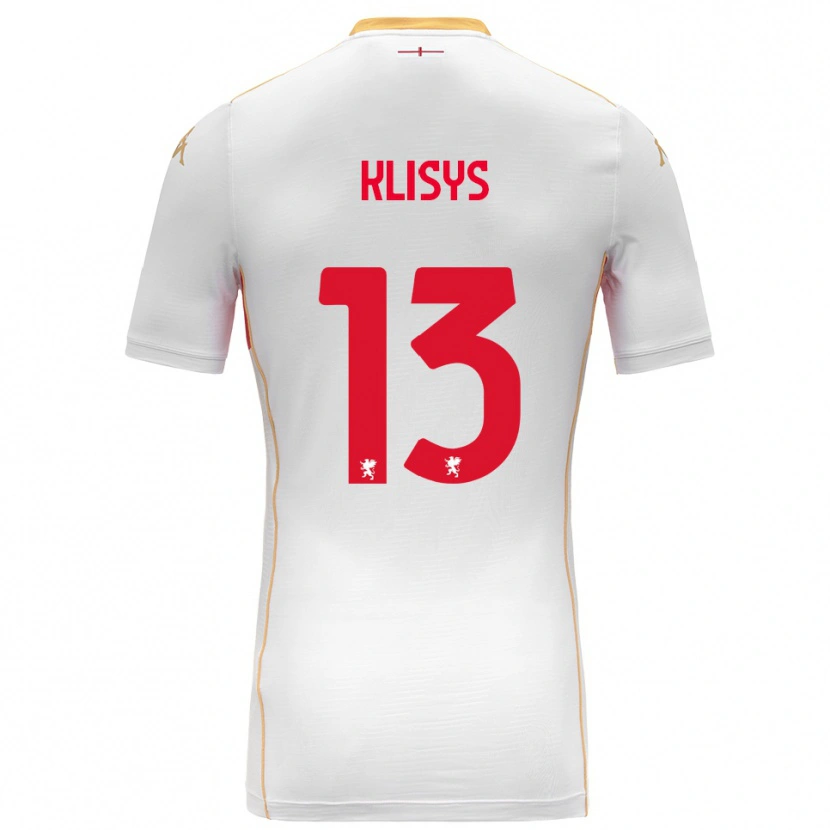 Danxen Mænd Lukas Klišys #13 Hvid Rød Udebane Spillertrøjer 2025/26 Trøje T-Shirt