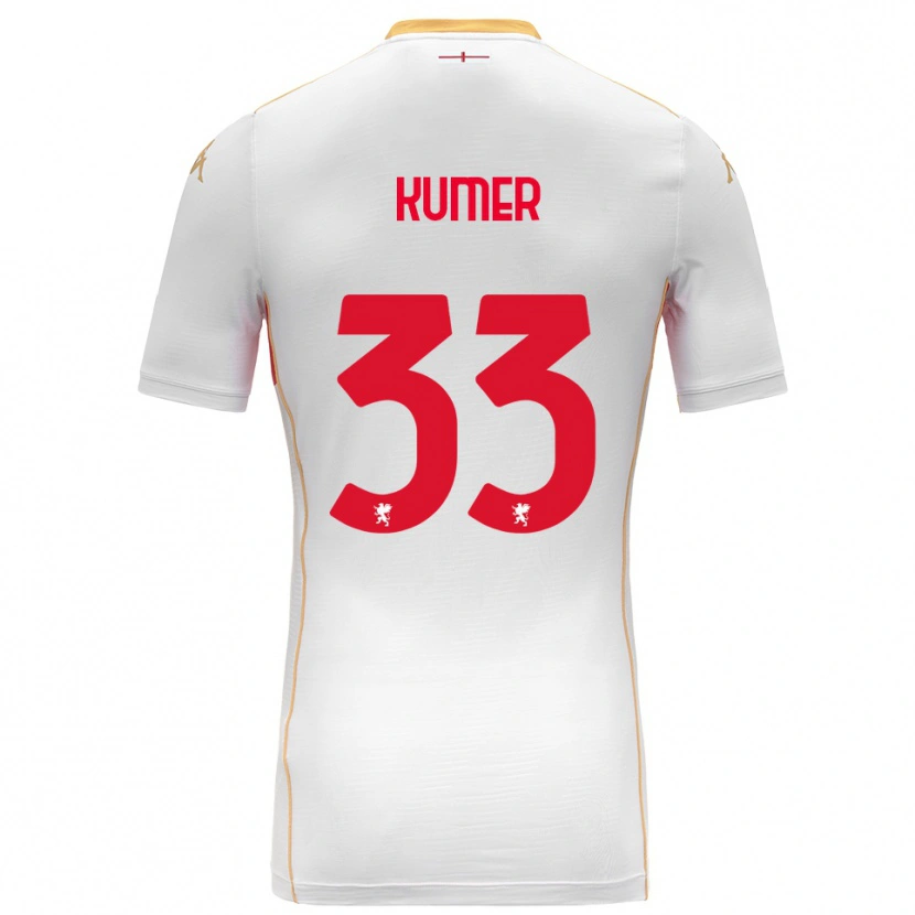 Danxen Mænd Alin Kumer Celik #33 Hvid Rød Udebane Spillertrøjer 2025/26 Trøje T-Shirt
