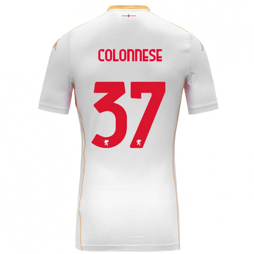 Danxen Mænd Lorenzo Colonnese #37 Hvid Rød Udebane Spillertrøjer 2025/26 Trøje T-Shirt