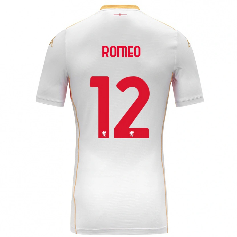 Danxen Mænd Emanuele Romeo #12 Hvid Rød Udebane Spillertrøjer 2025/26 Trøje T-Shirt