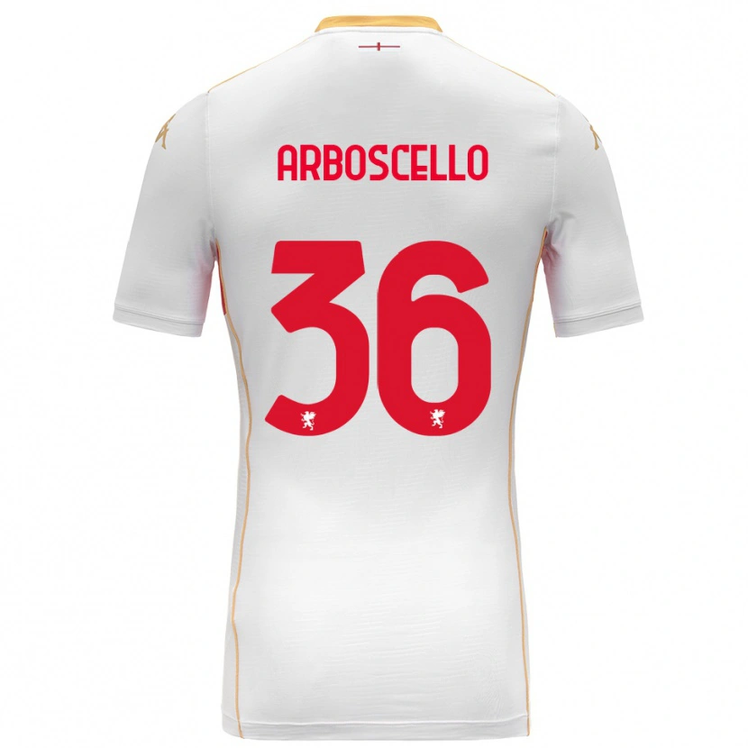 Danxen Mænd Riccardo Arboscello #36 Hvid Rød Udebane Spillertrøjer 2025/26 Trøje T-Shirt
