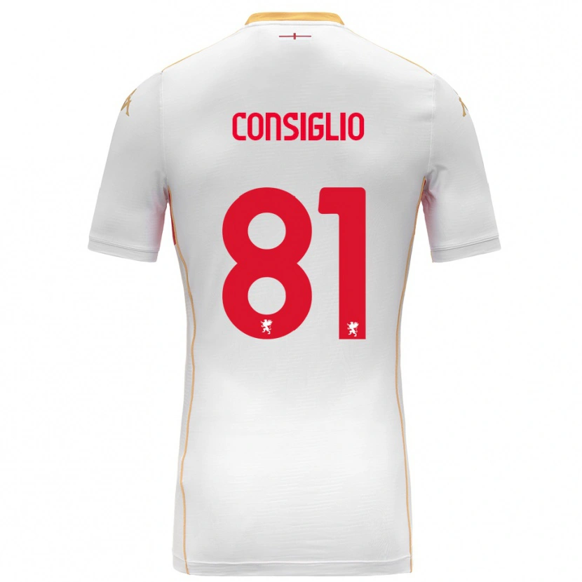Danxen Mænd Leonardo Consiglio #81 Hvid Rød Udebane Spillertrøjer 2025/26 Trøje T-Shirt
