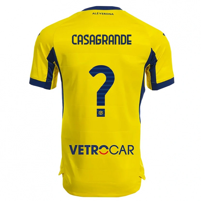 Danxen Mænd Tommaso Casagrande #0 Gul Navy Udebane Spillertrøjer 2025/26 Trøje T-Shirt