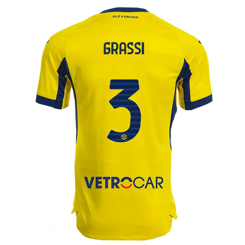 Danxen Mænd Pierfrancesco Grassi #3 Gul Navy Udebane Spillertrøjer 2025/26 Trøje T-Shirt