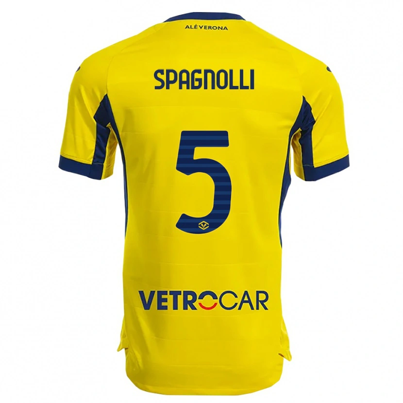 Danxen Mænd Matteo Spagnolli #5 Gul Navy Udebane Spillertrøjer 2025/26 Trøje T-Shirt