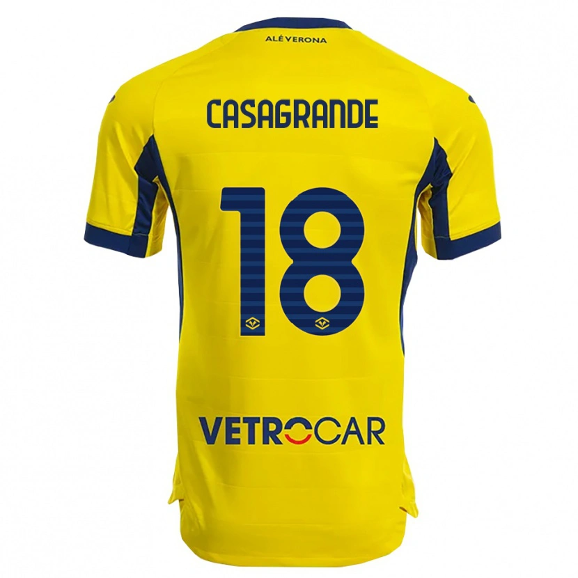 Danxen Mænd Davide Casagrande #18 Gul Navy Udebane Spillertrøjer 2025/26 Trøje T-Shirt