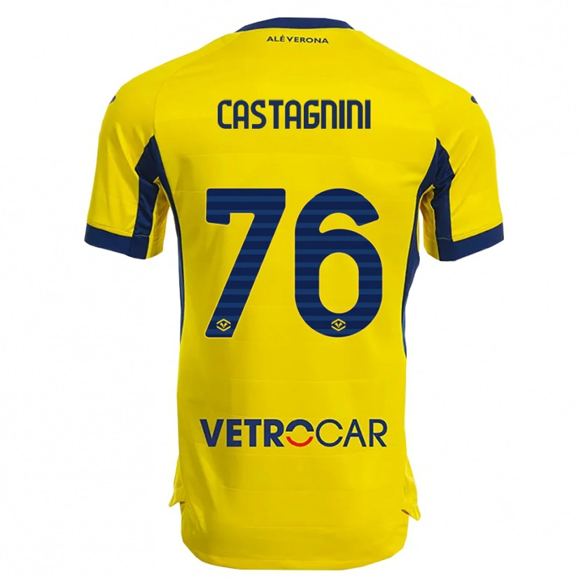 Danxen Mænd Mirko Castagnini #76 Gul Navy Udebane Spillertrøjer 2025/26 Trøje T-Shirt