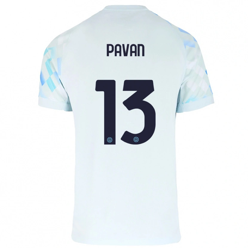 Danxen Mænd Federico Pavan #13 Hvid Blå Udebane Spillertrøjer 2025/26 Trøje T-Shirt