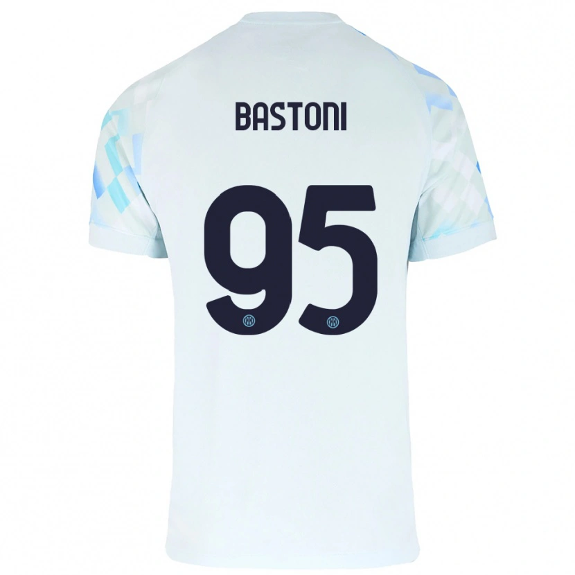 Danxen Mænd Alessandro Bastoni #95 Hvid Blå Udebane Spillertrøjer 2025/26 Trøje T-Shirt