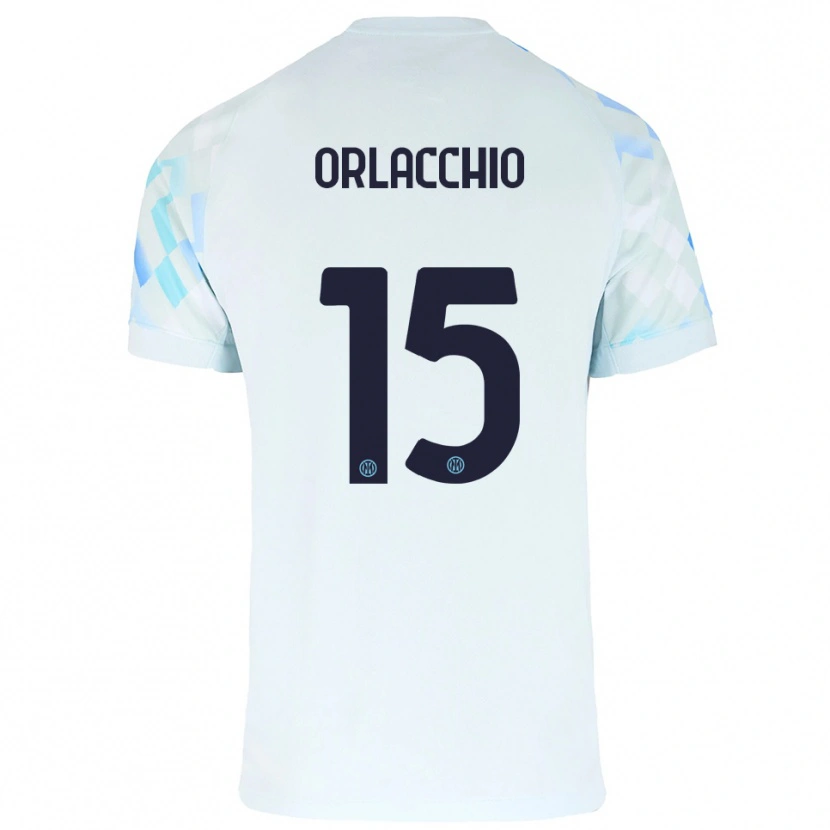 Danxen Mænd Angelo Orlacchio #15 Hvid Blå Udebane Spillertrøjer 2025/26 Trøje T-Shirt
