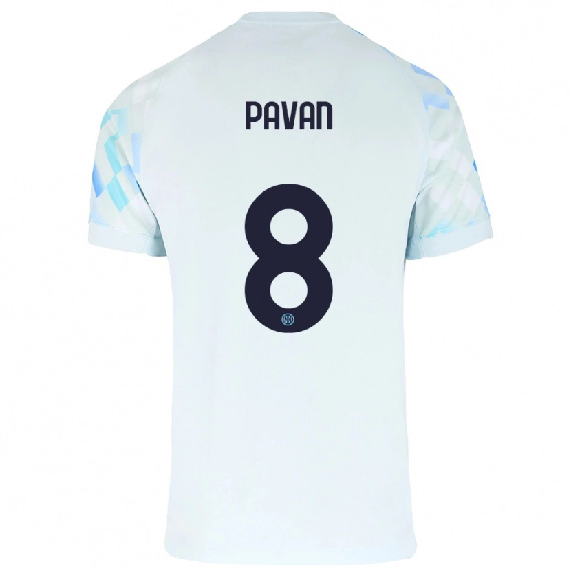 Danxen Mænd Matilde Pavan #8 Hvid Blå Udebane Spillertrøjer 2025/26 Trøje T-Shirt