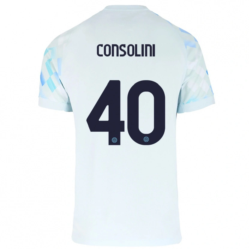 Danxen Mænd Lidia Consolini #40 Hvid Blå Udebane Spillertrøjer 2025/26 Trøje T-Shirt