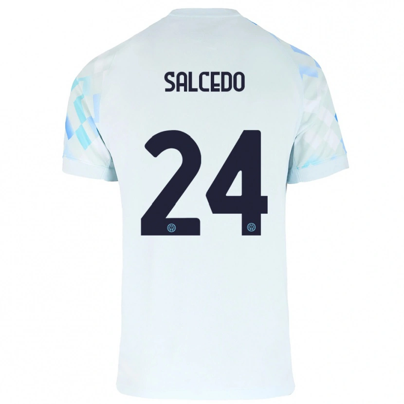Danxen Mænd Eddie Salcedo #24 Hvid Blå Udebane Spillertrøjer 2025/26 Trøje T-Shirt
