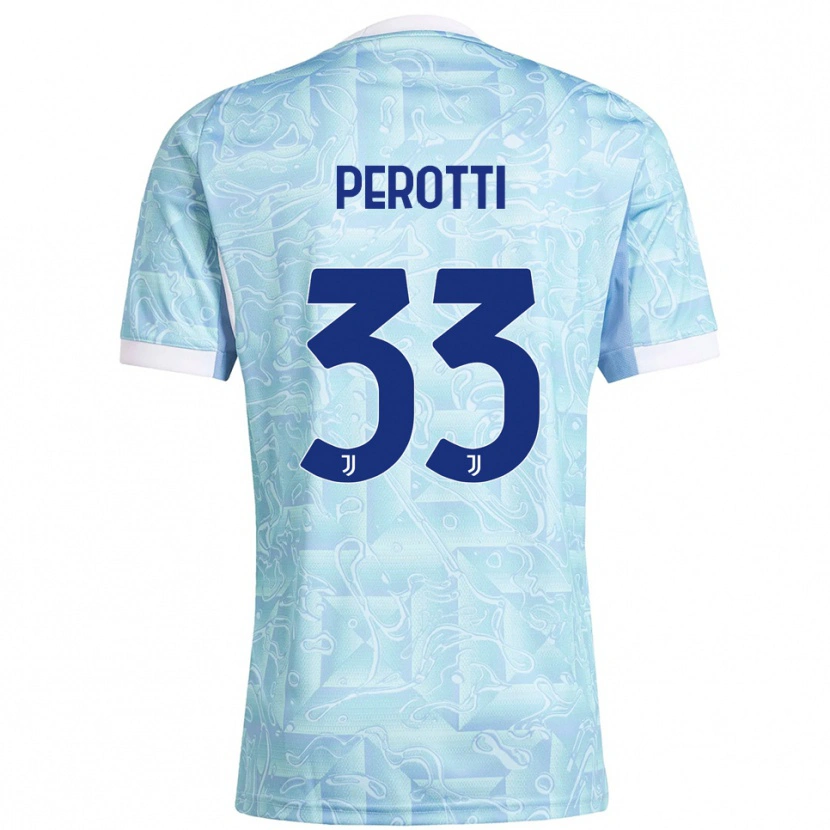 Danxen Mænd Clemente Perotti #33 Lyseblå Gul Udebane Spillertrøjer 2025/26 Trøje T-Shirt