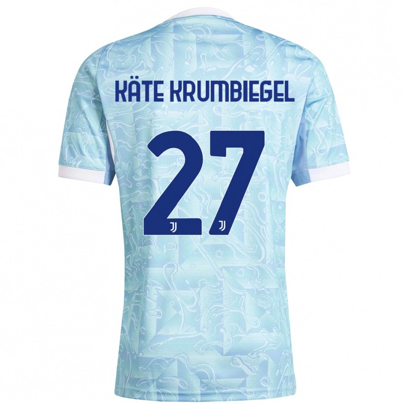 Danxen Mænd Paulina Käte Krumbiegel #27 Lyseblå Gul Udebane Spillertrøjer 2025/26 Trøje T-Shirt