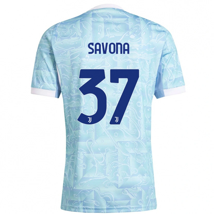 Danxen Mænd Nicolò Savona #37 Lyseblå Gul Udebane Spillertrøjer 2025/26 Trøje T-Shirt