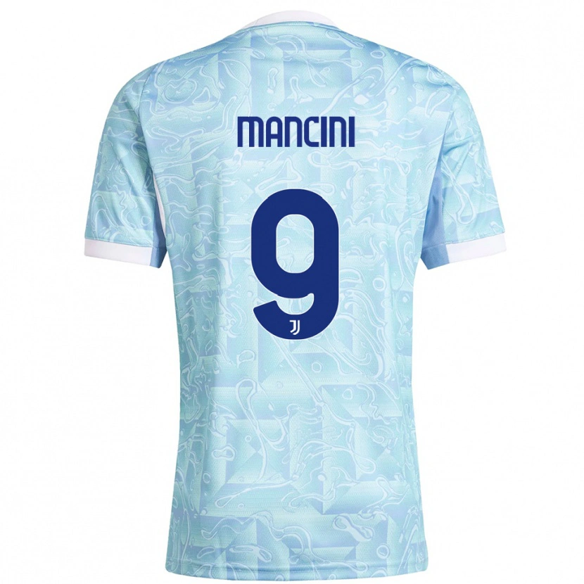 Danxen Mænd Tommaso Mancini #9 Lyseblå Gul Udebane Spillertrøjer 2025/26 Trøje T-Shirt