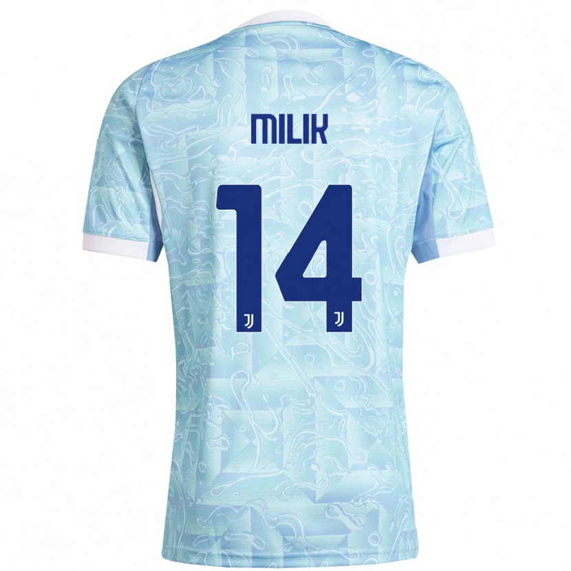 Danxen Mænd Arkadiusz Milik #14 Lyseblå Gul Udebane Spillertrøjer 2025/26 Trøje T-Shirt