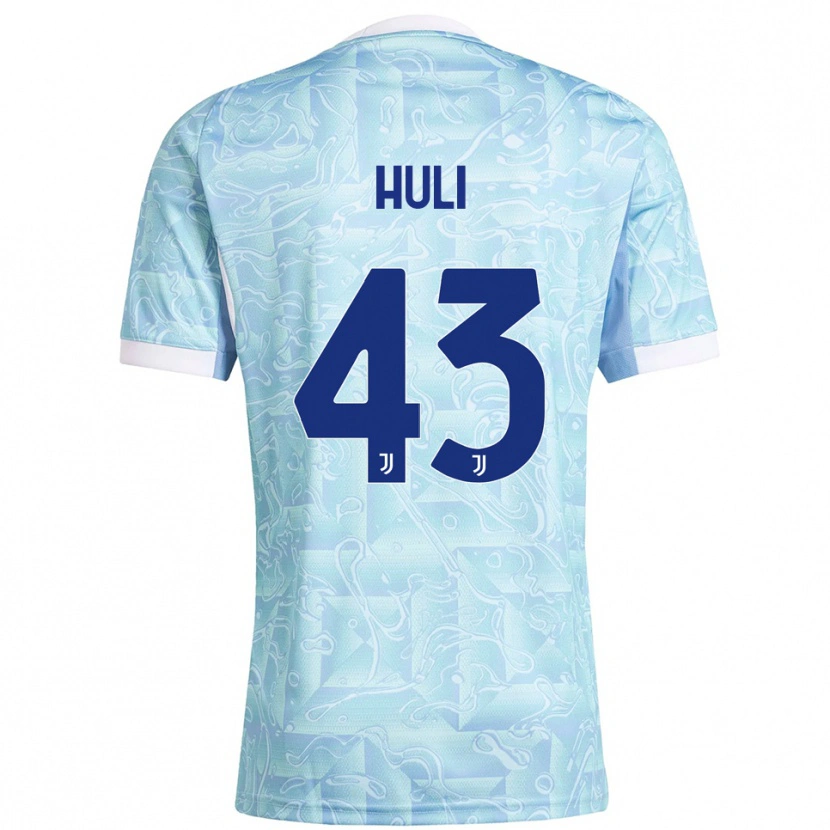Danxen Mænd Raffaele Huli #43 Lyseblå Gul Udebane Spillertrøjer 2025/26 Trøje T-Shirt