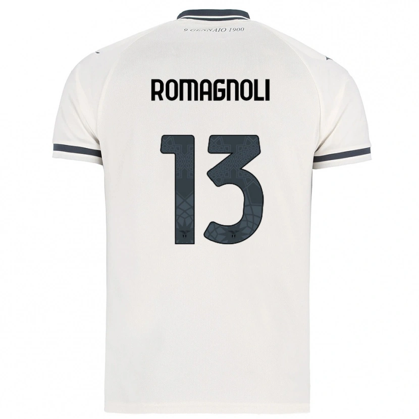 Danxen Mænd Alessio Romagnoli #13 Hvid Navy Udebane Spillertrøjer 2025/26 Trøje T-Shirt