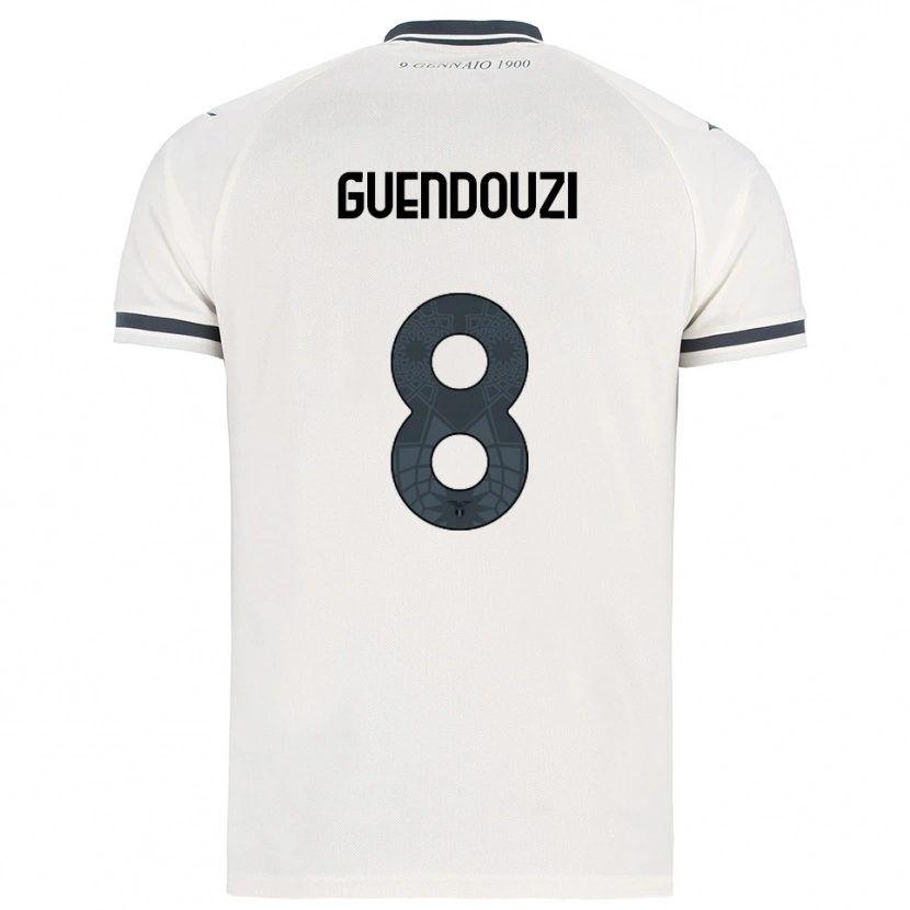 Danxen Mænd Mattéo Guendouzi #8 Hvid Navy Udebane Spillertrøjer 2025/26 Trøje T-Shirt