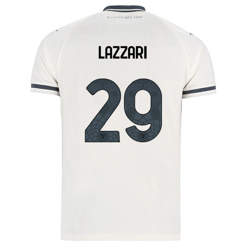 Danxen Mænd Manuel Lazzari #29 Hvid Navy Udebane Spillertrøjer 2025/26 Trøje T-Shirt