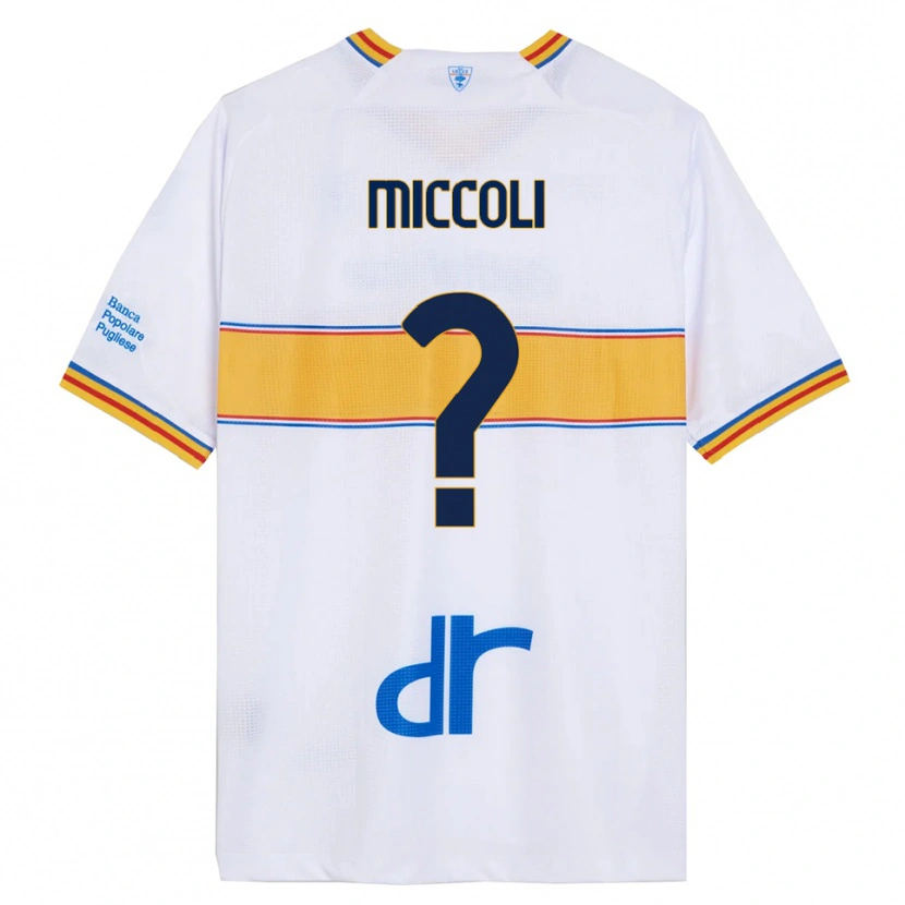 Danxen Mænd Riccardo Miccoli #0 Hvid Gul Udebane Spillertrøjer 2025/26 Trøje T-Shirt