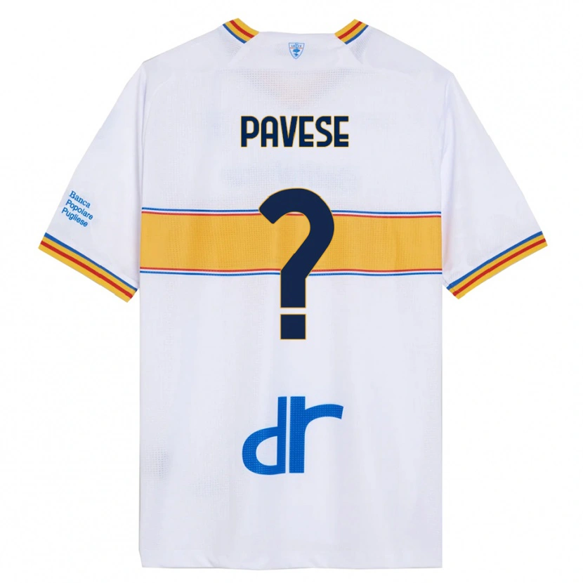 Danxen Mænd Leonardo Pavese #0 Hvid Gul Udebane Spillertrøjer 2025/26 Trøje T-Shirt
