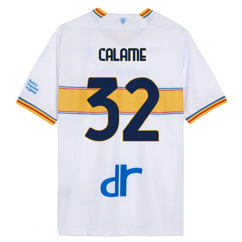 Danxen Mænd Marouane Calame #32 Hvid Gul Udebane Spillertrøjer 2025/26 Trøje T-Shirt