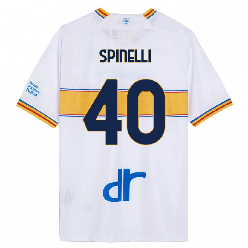 Danxen Mænd Nicolò Spinelli #40 Hvid Gul Udebane Spillertrøjer 2025/26 Trøje T-Shirt