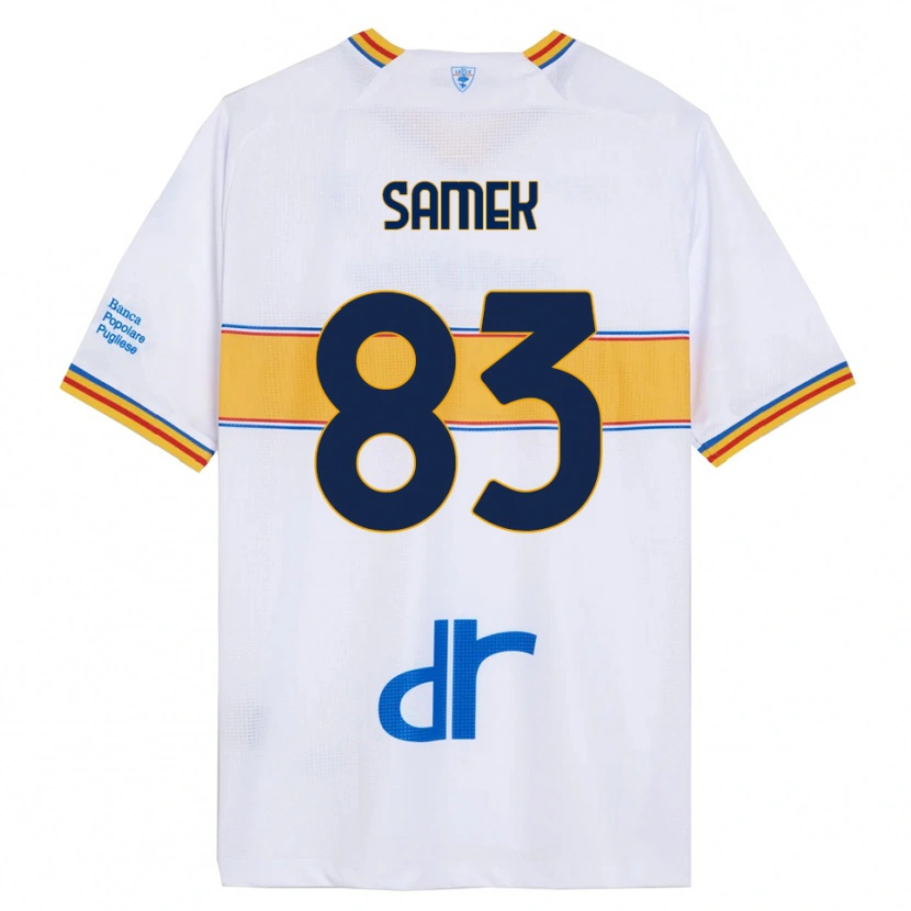 Danxen Mænd Daniel Samek #83 Hvid Gul Udebane Spillertrøjer 2025/26 Trøje T-Shirt
