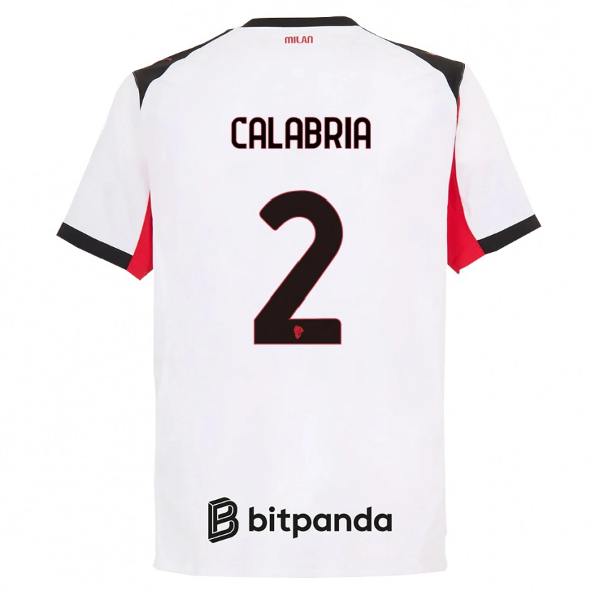 Danxen Mænd Davide Calabria #2 Hvid Sort Udebane Spillertrøjer 2025/26 Trøje T-Shirt