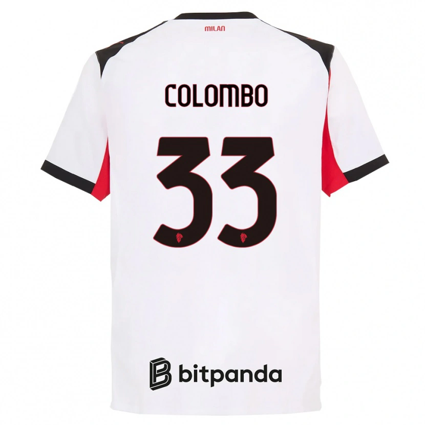 Danxen Mænd Federico Colombo #33 Hvid Sort Udebane Spillertrøjer 2025/26 Trøje T-Shirt
