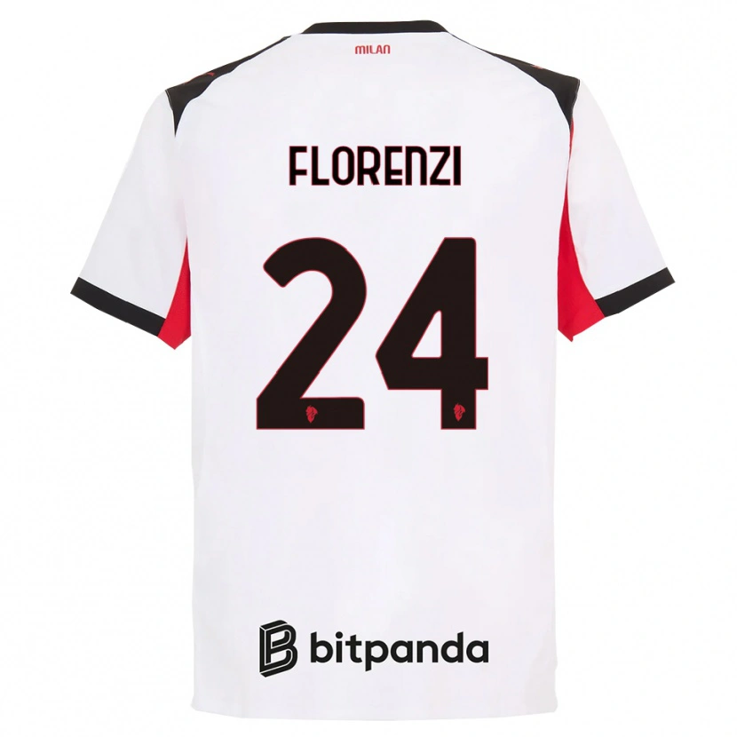 Danxen Mænd Alessandro Florenzi #24 Hvid Sort Udebane Spillertrøjer 2025/26 Trøje T-Shirt