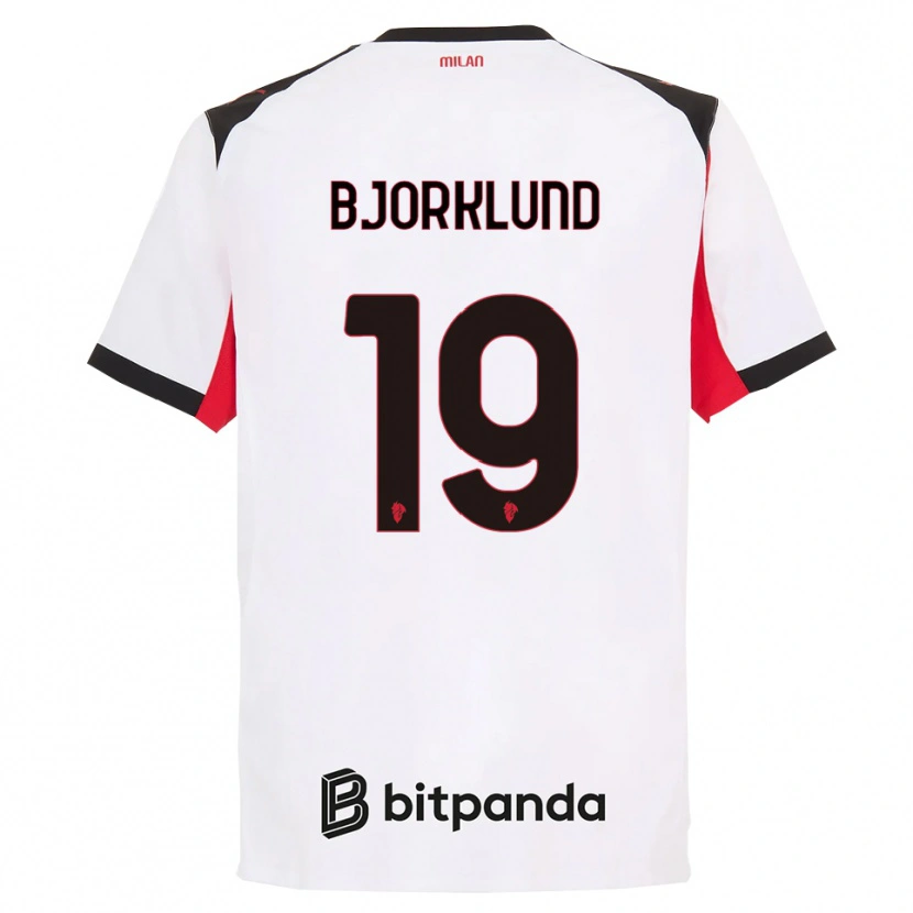 Danxen Mænd Lukas Bjorklund #19 Hvid Sort Udebane Spillertrøjer 2025/26 Trøje T-Shirt
