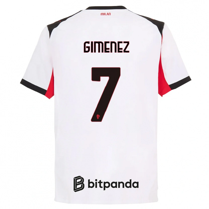 Danxen Mænd Santiago Gimenez #7 Hvid Sort Udebane Spillertrøjer 2025/26 Trøje T-Shirt