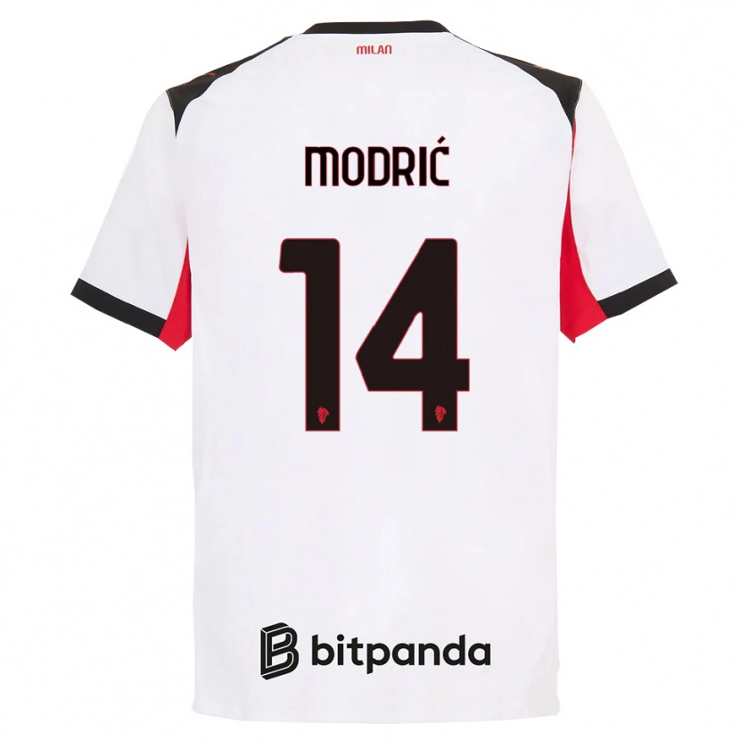 Danxen Mænd Luka Modrić #14 Hvid Sort Udebane Spillertrøjer 2025/26 Trøje T-Shirt