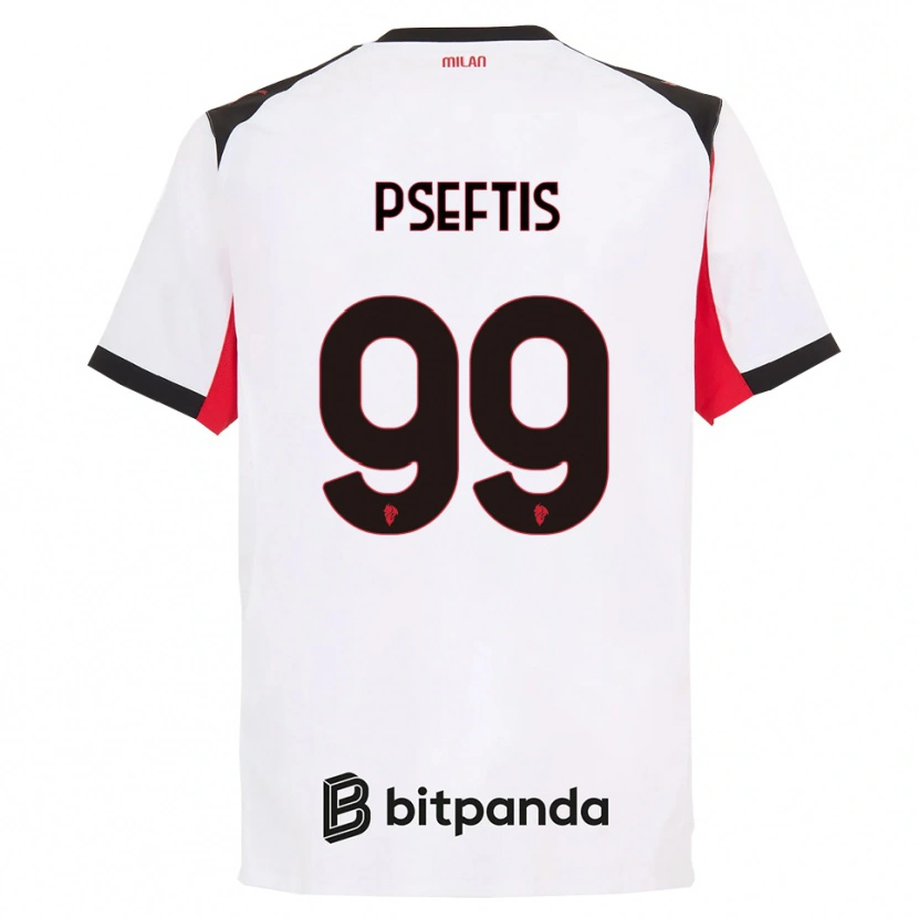 Danxen Mænd Fotios Pseftis #99 Hvid Sort Udebane Spillertrøjer 2025/26 Trøje T-Shirt